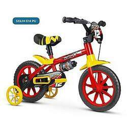 Bicicleta Infantil Aro 12 - Nathor Motor X - Aço - Vermelho, Preto e Amarelo