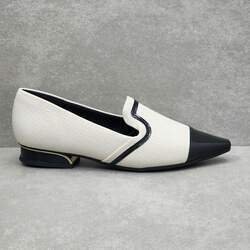 Sapato Piccadilly MAXI Bico Fino e Salto Baixo - Off White
