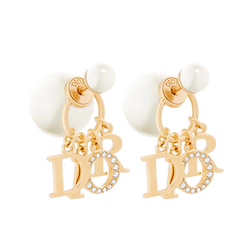 Brincos Dior Tribales Gold Metal Pearls and Crystals