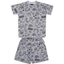Pijama Masculino Camiseta Malha Estampada Bermuda Malha Estampado