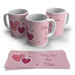 Caneca Dia das Mães - Feliz Dia das Mães Coração Rosa - 1 Unidade