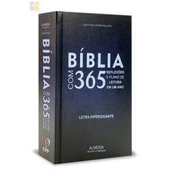 Bíblia com 365 Reflexões e Plano de leitura - Letra Hipergigante (Capa Azul)