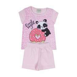 Pijama Infantil Menina Donut Panda Rosa Claro