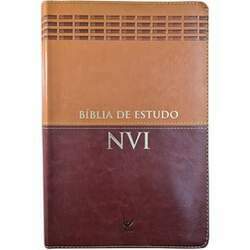 Bíblia de Estudo NVI Letra Normal Capa Luxo Marrom e Caramelo