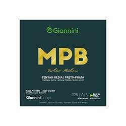 Encordoamento para Violão Nylon 6 cordas Giannini MPB GENWBS Preto-Prata Média