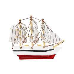 Miniatura Ímã Barco Navio Veleiro Casco Branco Base Vermelha 8x1 5x9 5cm