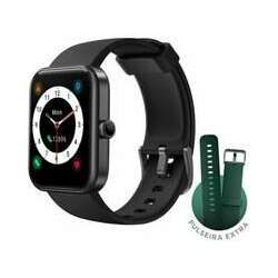 Smartwatch KaBuM! Smart 700, Preto, Pulseira Extra Verde Escuro, Compatível IoT Alexa - KBSAC018