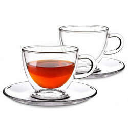 Xícaras para Chá ou Cappuccino em Vidro Duplo 250 ml - 2 un