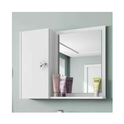 Armário de Banheiro Gênova 1 Porta 2 Prateleiras com Espelho Branco - Bechara