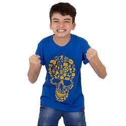 Camiseta Juvenil Brasil Fut Caveira Azul