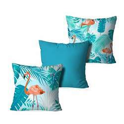 Kit 3 Almofadas Decorativas Flamingo Blue