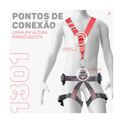 Cinturão Paraquedista Camper CP 1301 5 Pontos de Conexão Talabarte Duplo em Y 1,35M, Absorvedor e Gancho 55MM CP2101 CA 45432