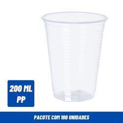 Copo p/ água 200 Ml Ultra transparente PP c/100
