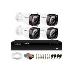 Kit Câmeras de Segurança HD 720P Bullet 20 Metros DVR Intelbras App Grátis de Monitoramento da Intelbras Fonte, Cabos e Acessórios