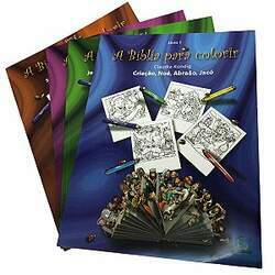 Kit de 4 Livros Infantil Bíblia Para Colorir 4 Volumes - Esperança
