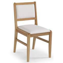 Cadeira de jantar Angra Assento e Encosto Estofado - Madeira Maciça de Eucalipto - Mel