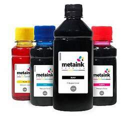 Kit 4 Tintas para Canon Universal Black 500ml Pigmentada Colors 100ml Corante MetaInk