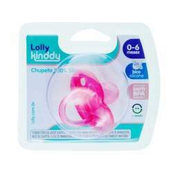 Chupeta De Silicone Lolly Kinddy 0-6 Meses Rosa 1 Unidade