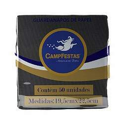 Guardanapo Crepado - 19,5 x 22,5 cm - Preto - 50 unidades - CampFestas - Rizzo