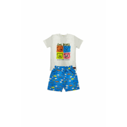 Conjunto Infantil Menino Camiseta com Estampa de Ursos e Bermuda em Tactel