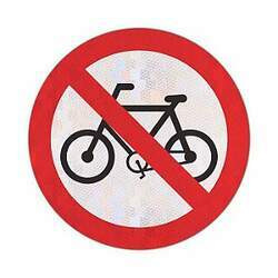 Placa Proibido trânsito de bicicletas R-12
