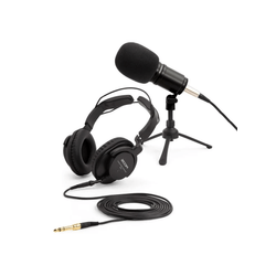 Kit Podcast Microfone Zoom ZDM-1PMP com Fones de Ouvido, Cabo XLR e Suporte de Mesa