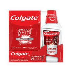 Colgate Kit Luminous White Brilliant Mint Creme Dental Enxaguante Bucal 250ml