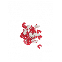 Botão Plástico Coelho Branco Com Vermelho 25 Unidades