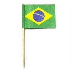 Palito em Madeira Bandeira do Brasil com 10 Unidades Theoto