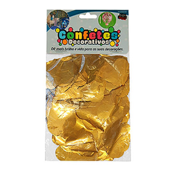 Confete Coração Metalizado 25g - Dourado Dupla Face - Rizzo Embalagens