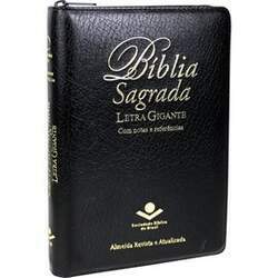 Bíblia Sagrada ARA Letra Gigante Notas e Referências C/ Zíper Capa Preta