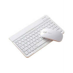 Kit Teclado e Mouse Bluetooth para Notebook Macbook Ipad Tablet Android Branco