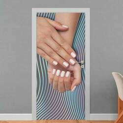 (0) Adesivo Para Porta Manicure Mãos Com Unhas Feitas