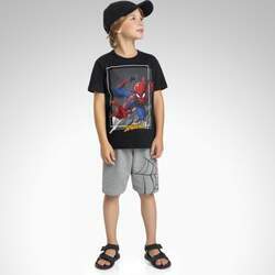 Conjunto Infantil Verão Camiseta e Bermuda Homem Aranha Licenciado 2 peças Tam 4 a 10 - Fakini