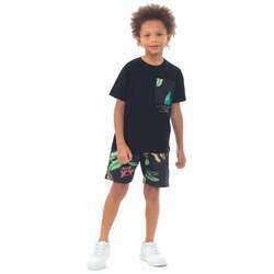 Conjunto Infantil Menino Verão Camiseta e Bermuda Tropical 2 peças Tam 4 a 12 - Angerô
