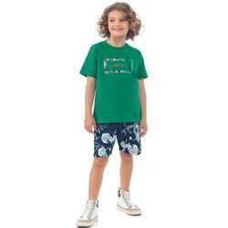 Conjunto Infantil Menino Verão Camiseta e Bermuda Floresta 2 peças Tam 4 a 12 - Angerô