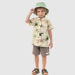 Conjunto Infantil Menino Verão Camisa Pólo e Bermuda Tropical 2 peças Tam 4 a 8 - Angerô