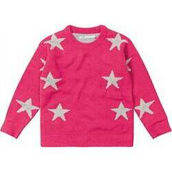 Blusão de Trico Rosa Estampa Estrela Prata Malwee