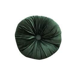 Almofada Veludo Decorativa Redonda com Botão 45cm - Verde Musgo
