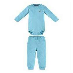 Pijama com Body Manga Longa e Calça Unissex para Bebê (Azul) Up Baby