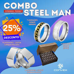 Combo Anéis Steel Man (700187-)