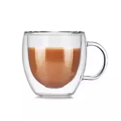 Xícara para Café e Chá em Vidro Duplo com Alça 150 ml