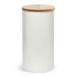 Pote de Cerâmica Branca para Sublimação com Tampa de Bambu - 1LT