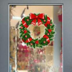 (0) Adesivo Decorativo Guirlanda de Natal de Porta ou Parede Verde e Vermelho
