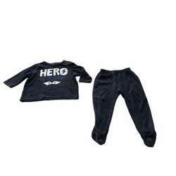 Conjunto pijama blusa e calça azul escrita HERO 6-9M