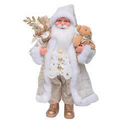 Papai Noel Decorativo com Ursinho e Relógio 40cm