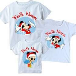 Camiseta Natal em Família Mickey Minnie 3 unidades