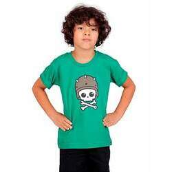 Camiseta Infantil Caveira Motoqueira Verde
