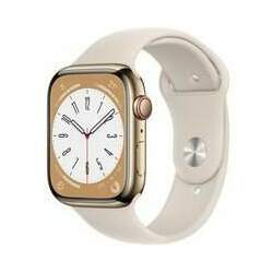Apple Watch Series 8 GPS + Cellular, Caixa de Aço Inoxidável 45mm Dourada, Pulseira Esportiva Estelar - MNKM3BZ/A