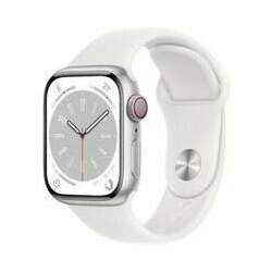 Apple Watch Series 8 GPS + Cellular, Caixa de Aço Inoxidável 41mm Prateada, Pulseira Esportiva Branca - MNJ53BZ/A